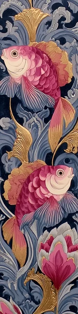 Free printable fish bookmark featuring wispy fish pair